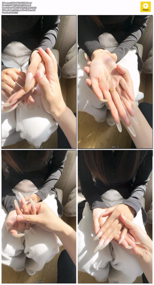 #218 - Man Watching My Bare long Nails In Different Angles
