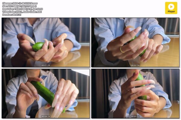 #174 - Long Natural Nails Cucumber Piercing