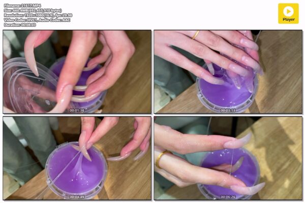 #117 - Long Shiny Nails Playing With Slime