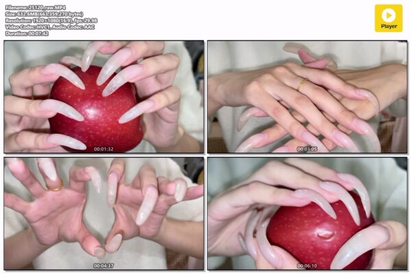 #163 - Close Up Long Clear Nails On Apple