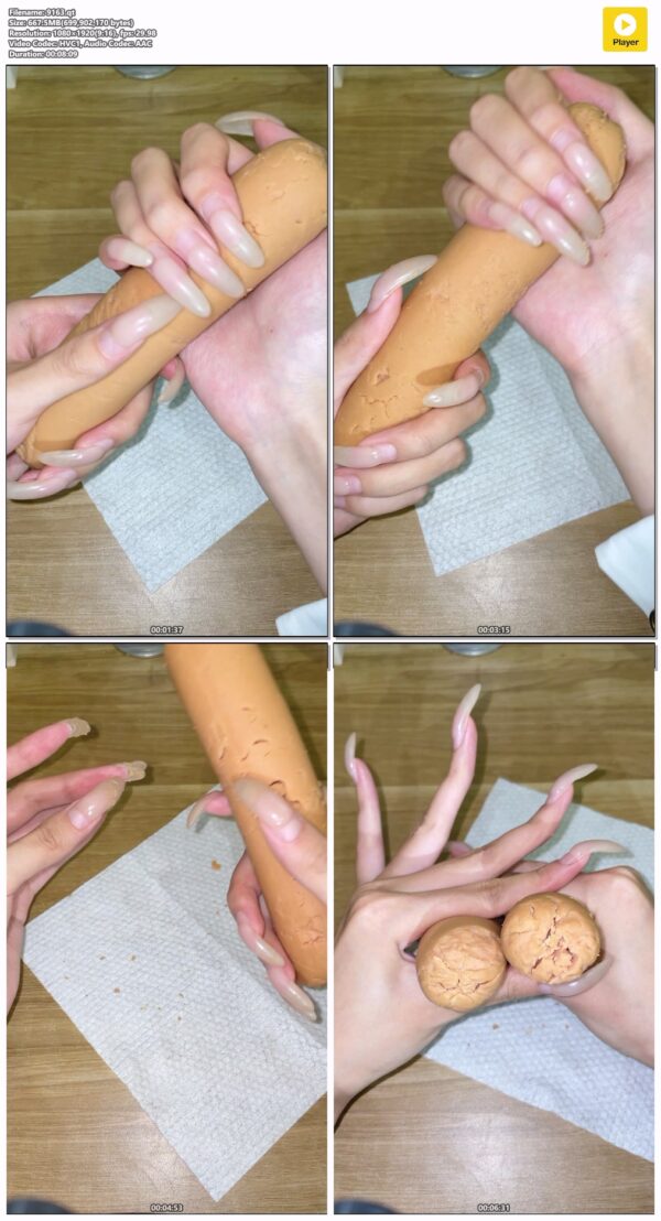 #20 - Sausage play with my natural long nails