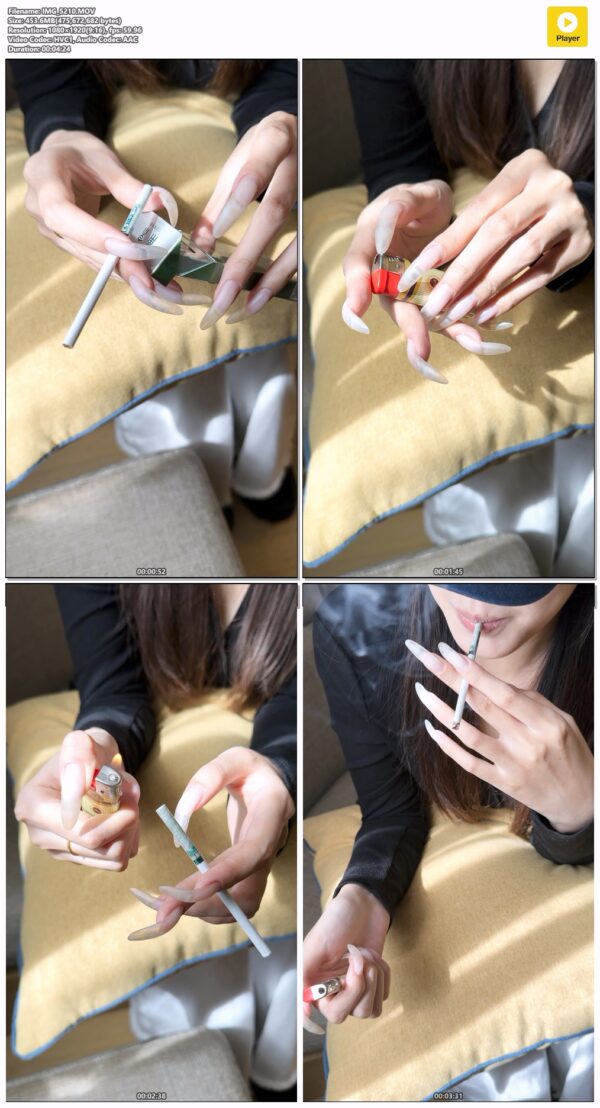 #78 - Smoking With Long Natural Bare Nails