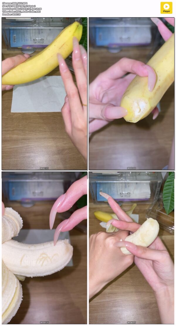 #65 - Rubbing Banana And Showing Long Nails