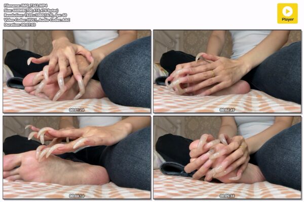 #293 - Close Up My Long Clear Nails On Feet
