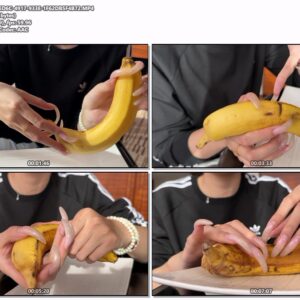 #177- Massaging Banana With My Natural Long Nails