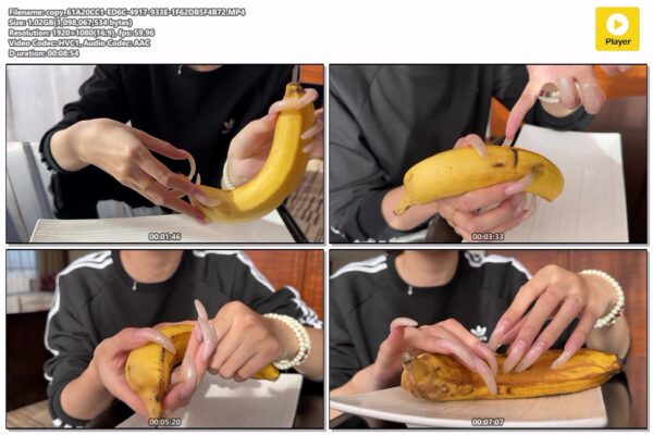 #177- Massaging Banana With My Natural Long Nails
