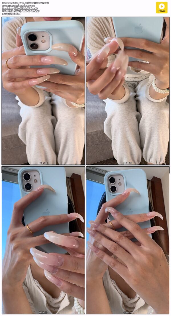 #191 - Posing Long Natural Nails Close Up On Phone