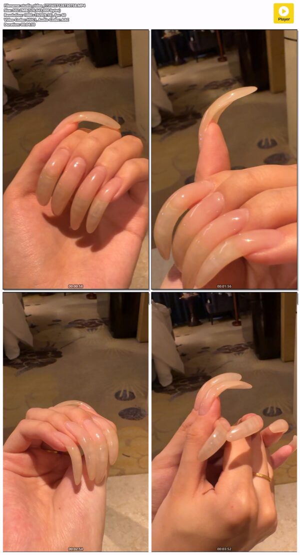 #235 - Shiny Clear Long Nails Close Up