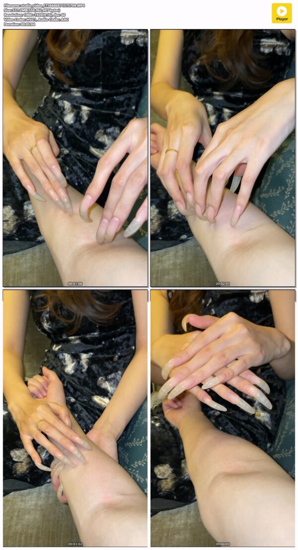 #289 - Long Shiny Clear Nails Arm Scratching