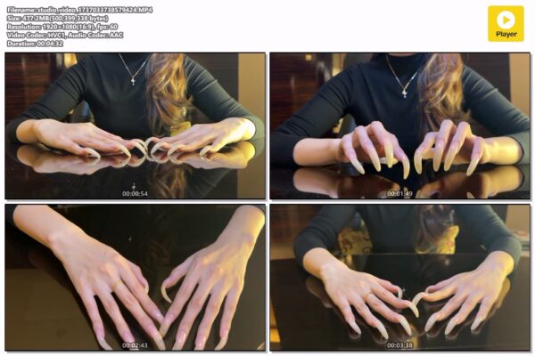 #306 - Long Natural Claws Reflection In Table