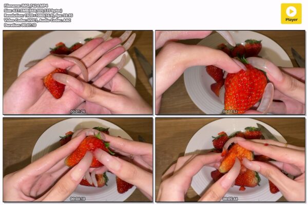 #314  - Shiny Long Clear Nails Piercing Strawberries