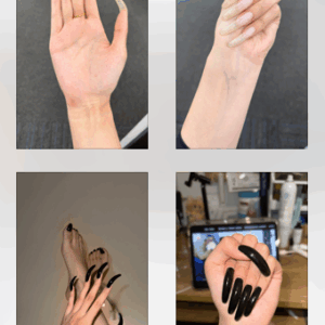 #3 – Photo Album – Long Curved Nails In Clear And Black Polish