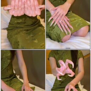 #518 - Nail Modeling My Long Natural Nails In Green Dress