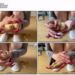 #614 - Destroying Banana With Long Red Nails