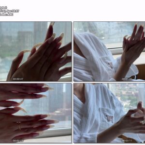 #645 - Shiny Natural Nails Posing At Window