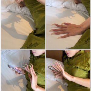 #786 - Scrolling On My Phone With Long Nails And Green Dress