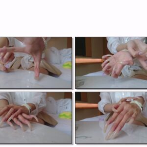 #90 – VR/3D – Posing My Very Long Shiny Nails On Table