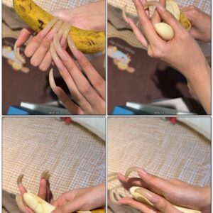 #885 - My Long Natural Nails With banana