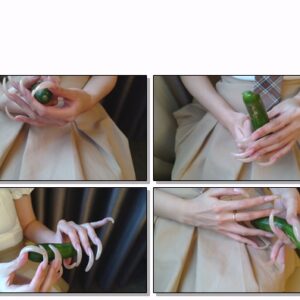 #184 – VR/3D – Long Natural Shiny Nails Scratching Cucumber