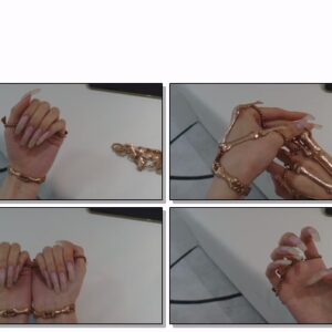 #689 – VR/3D – Posing My Natural Square Nails In Skeleton Gloves