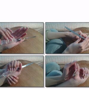 #587 – VR/3D – Showing My Natural Square Nails With Letter Knife