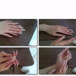 #602 – VR/3D – Sideview Of My Square Natural Nails On Table