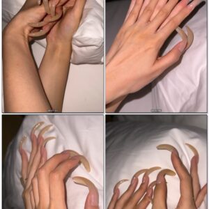 #1064 – Posing My Long Shiny Nails In Flashlight Light
