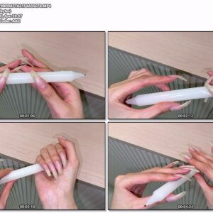 #1131 – Close Up Tapping My Long Nailbed Nails On White Candle
