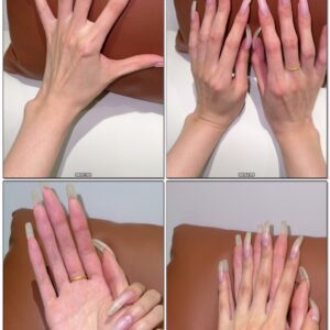 #1128 – Clawing With My Natural Square Nails On Leather Pillow