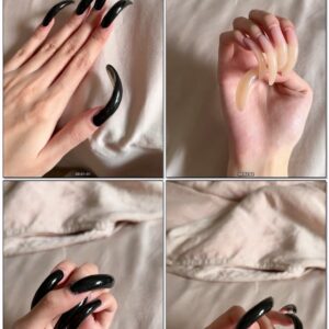 #981 – Long Black And Clear Natural Nails