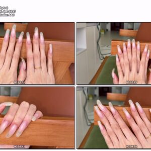 #1112 – Close Up Posing My Natural Square Nails On Chair