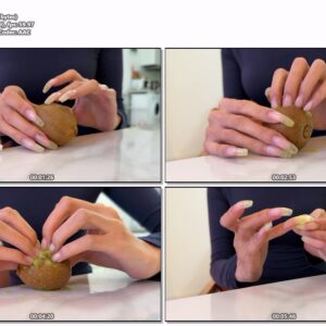 #1125 – Close Up Piercing Kiwi With My Natural Nails