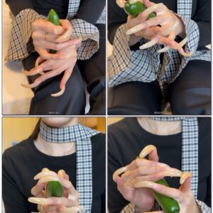 #1000 – My Long Shiny Nails Holding Cucumber