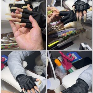#1013 – My Long Nails In Fingerless Gloves At Manicurist Pt.1