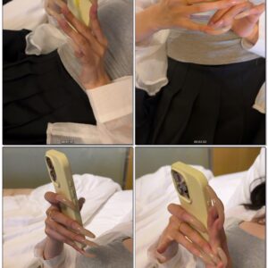 #1024 – Laying In Bed Scrolling On Phone With Long Nails